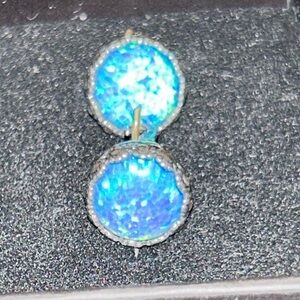 Mitsoku 925 Sterling Silver Blue Lab Opal Leverback Drop Earrings